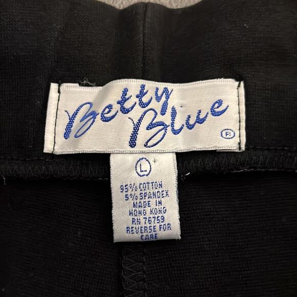 Betty Blue Vintage Black Stretch Knit Stirrup Pants Size Junior Large Wide Waist - Picture 3 of 10